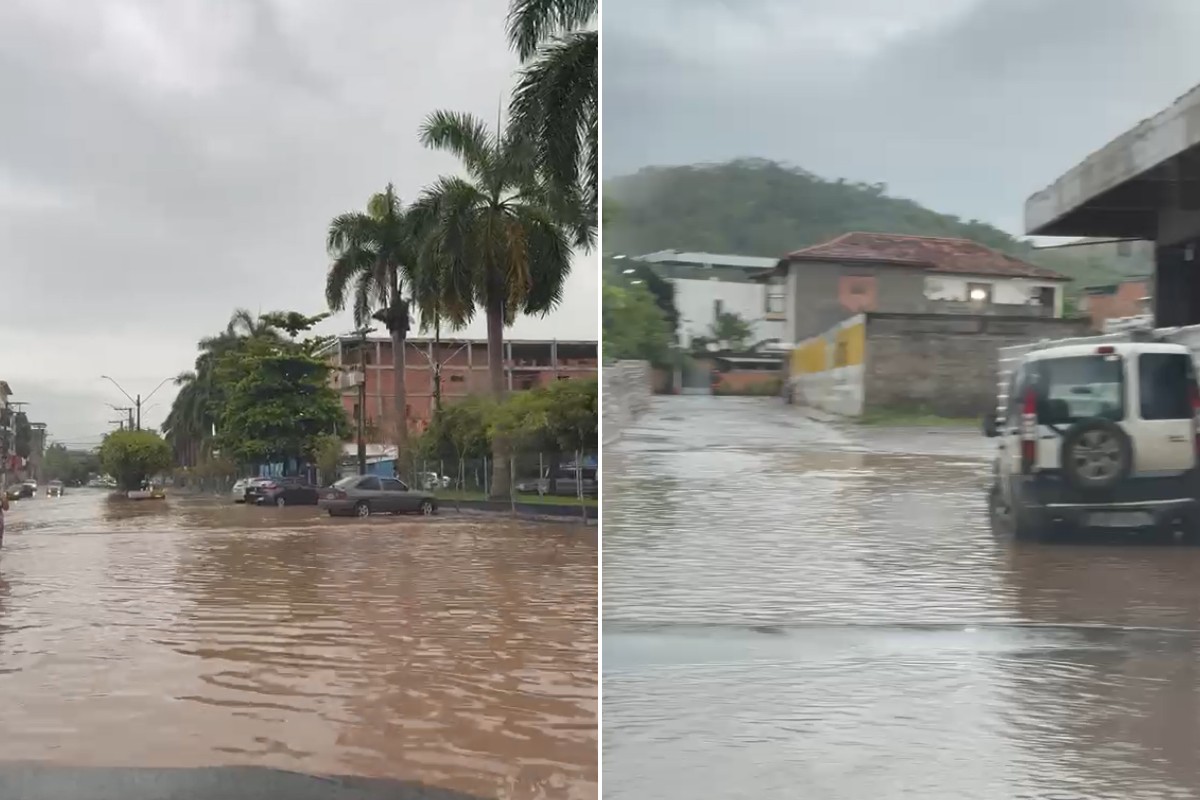 Chuva forte deixa ruas alagadas em Santo Antônio de Pádua e acende alerta da Defesa Civil